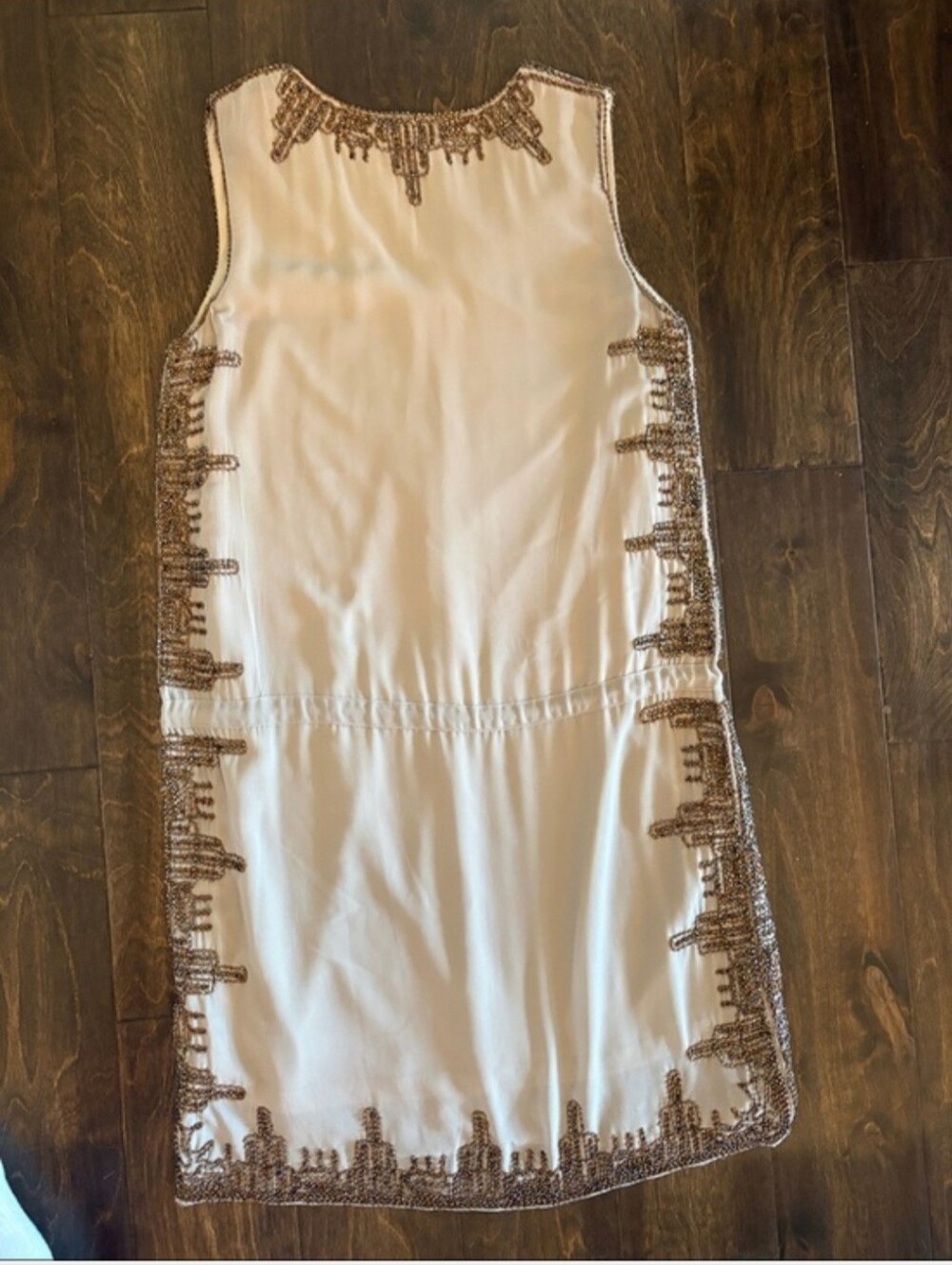 Embellished V-Neck Sleeveless Dress - Neutral Beige - Picture 6 of 6